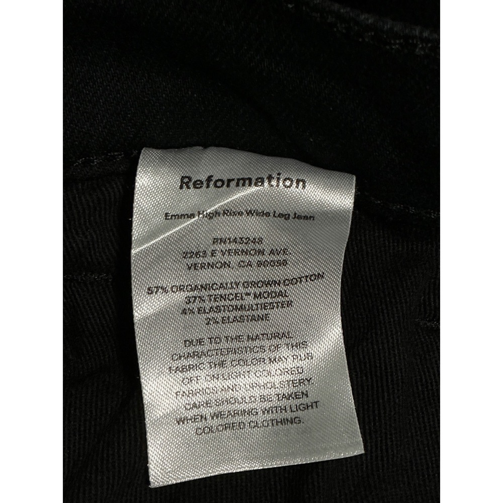 Reformation Emma High Rise Wide Leg Jeans womens 27 Raw Frayed Hem Black Edgy - Picture 10 of 12